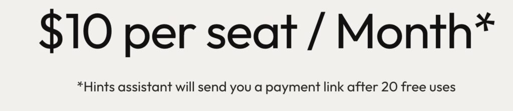 Hints AI subscription options and features.